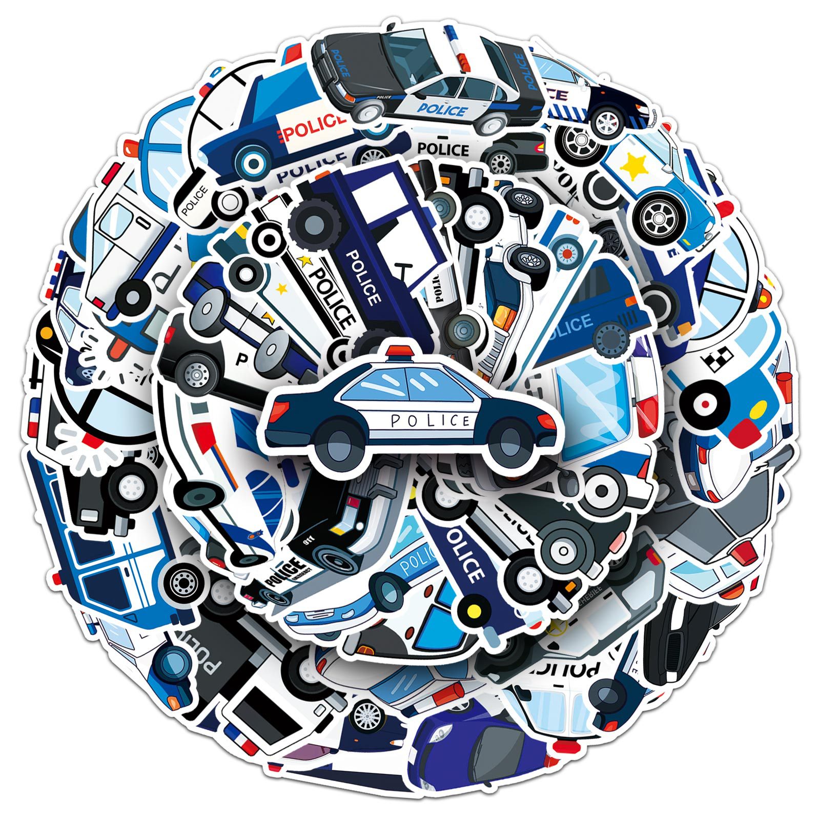 50Pcs Cartoon Police Car Theme - Car Accessories For Boys review and price
